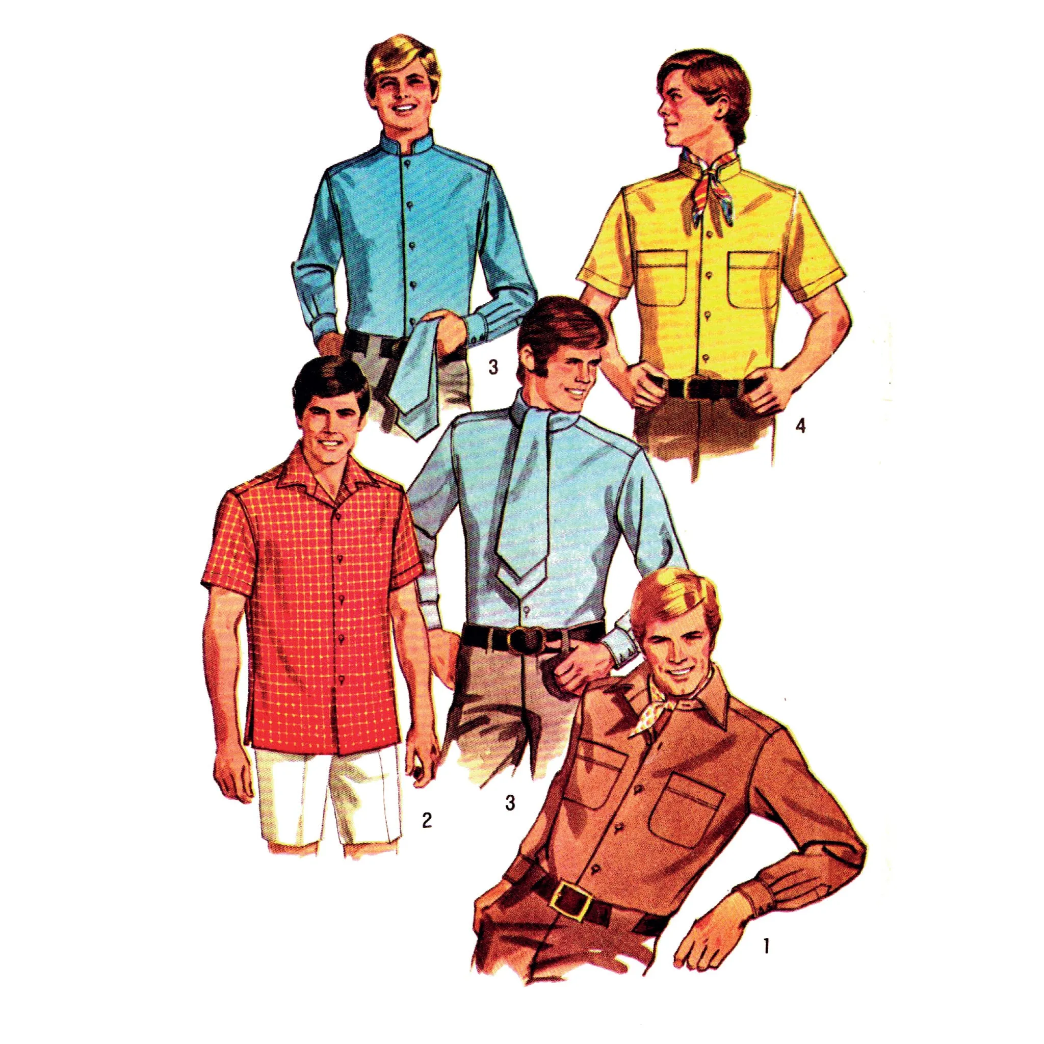 1960s Sewing Pattern, Set of Shirts, Scarf and Ascot - Chest: 42” (106cm)