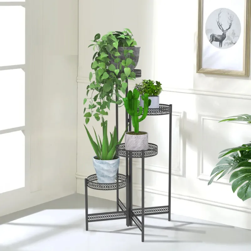 3/4 Layers Metal Plant Stand Folding Flower Rack