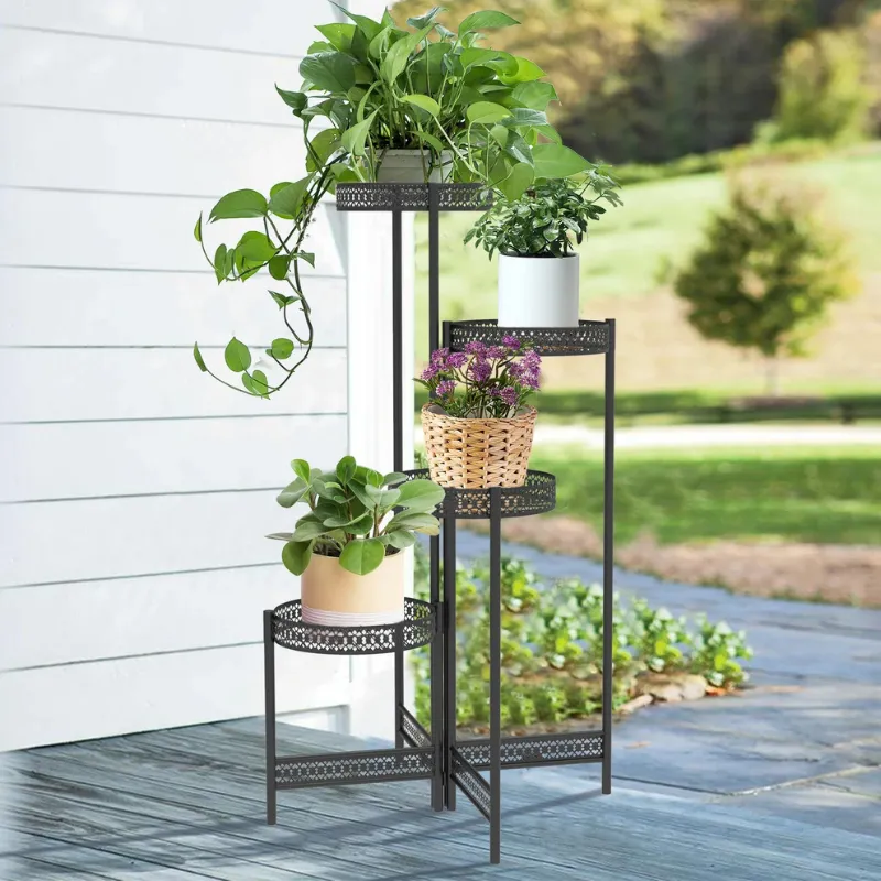 3/4 Layers Metal Plant Stand Folding Flower Rack