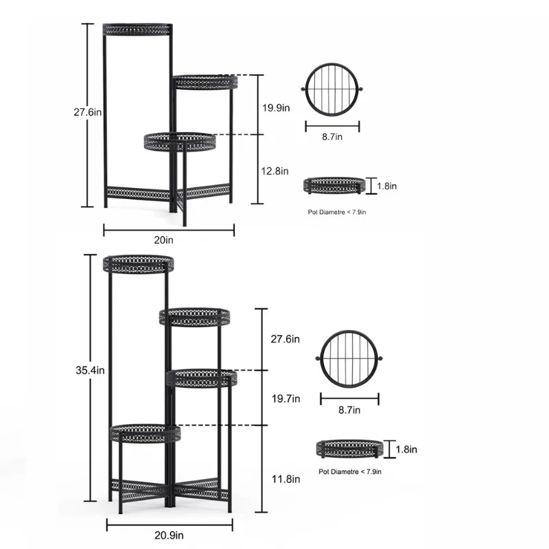 3/4 Layers Metal Plant Stand Folding Flower Rack