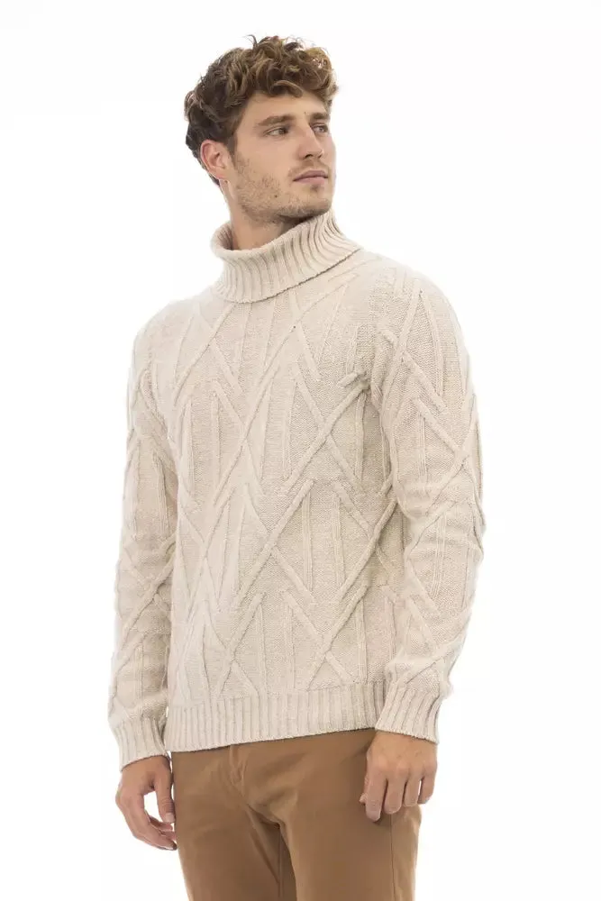 Alpha Studio Beige Turtleneck Sweater - Winter Elegance