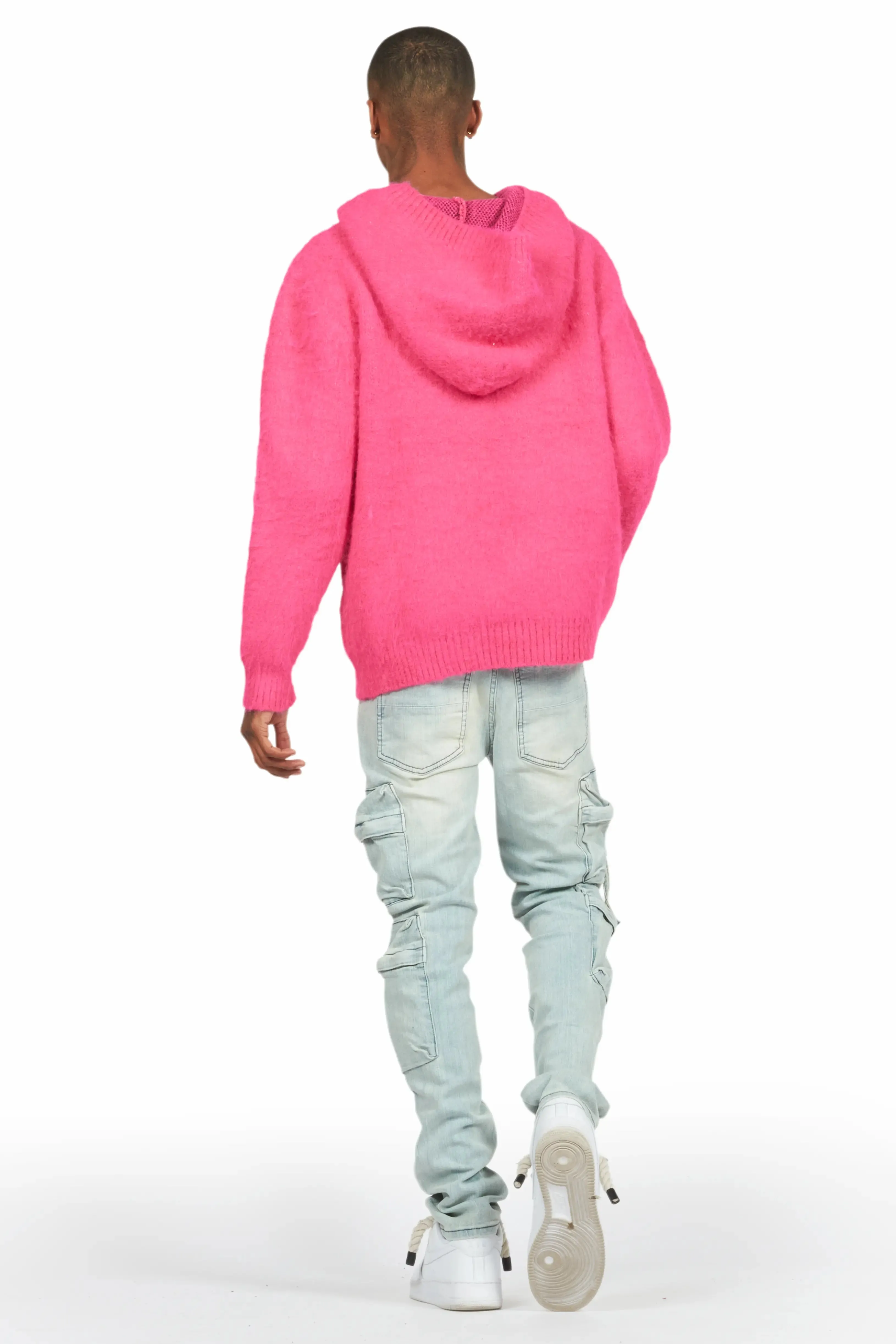 Andros Pink Graphic Knitted Mohair Hoodie