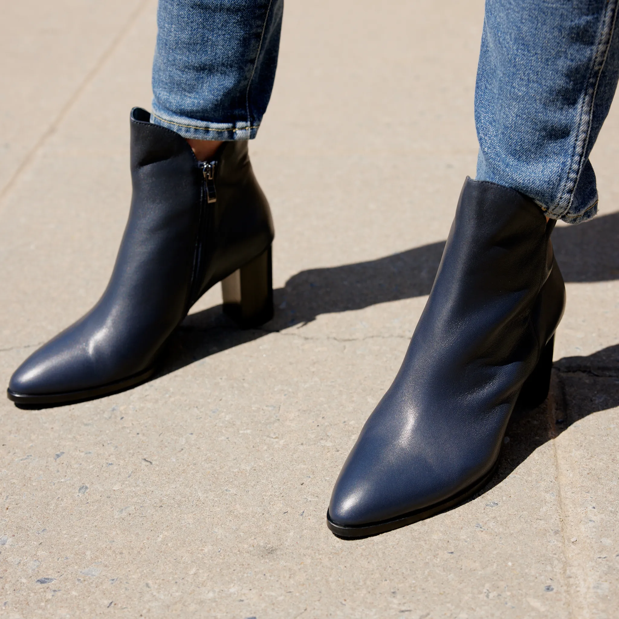 Astronomy Navy Leather Ankle Boots