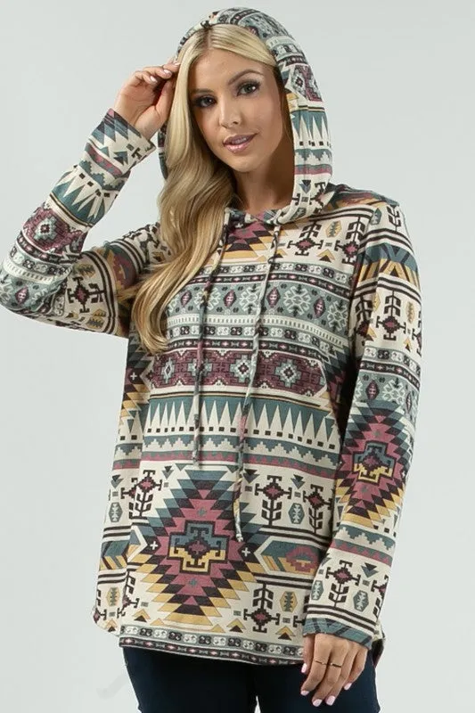 AV-X167-AMANDA-PLUS-TRIBAL PRINT ULTRA SOFT MULTI COLOR HACCI BRUSH HOODIE-3-2-1