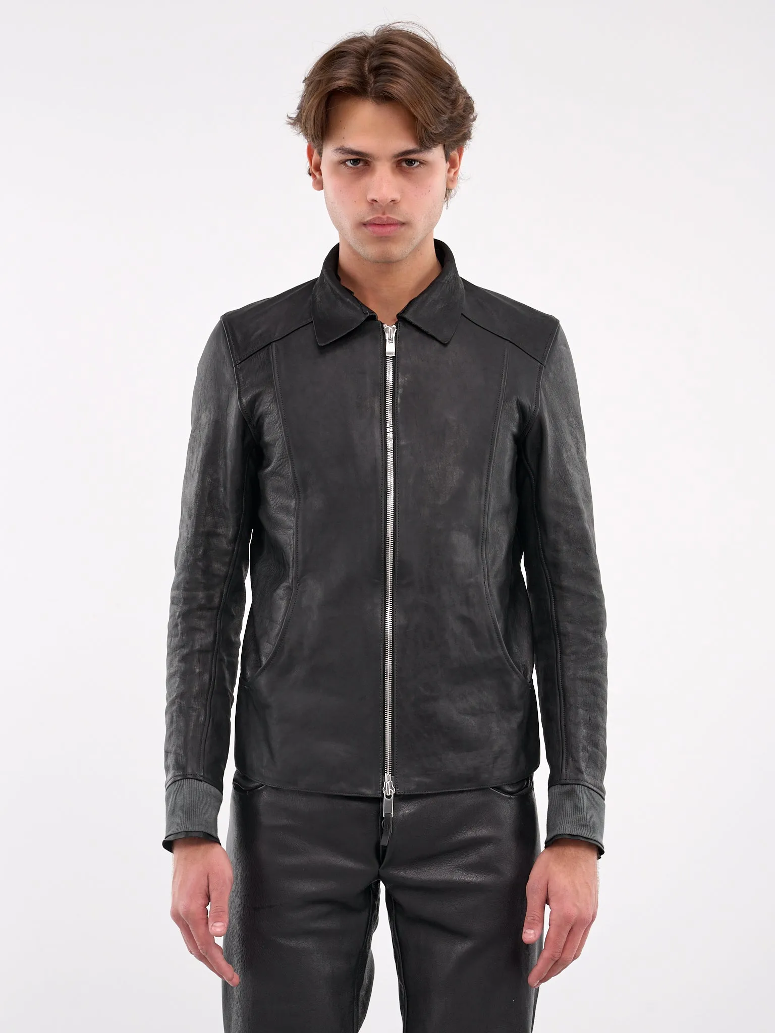 Aviator Leather Jacket (AVM-SOFT-HORSE-FG-BLACK)