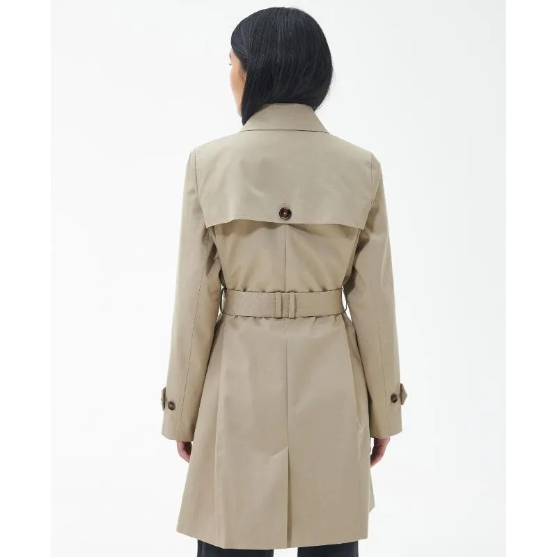 Barbour Short Greta Ladies Showerproof Trench - Light Fawn/Ancient Poplar