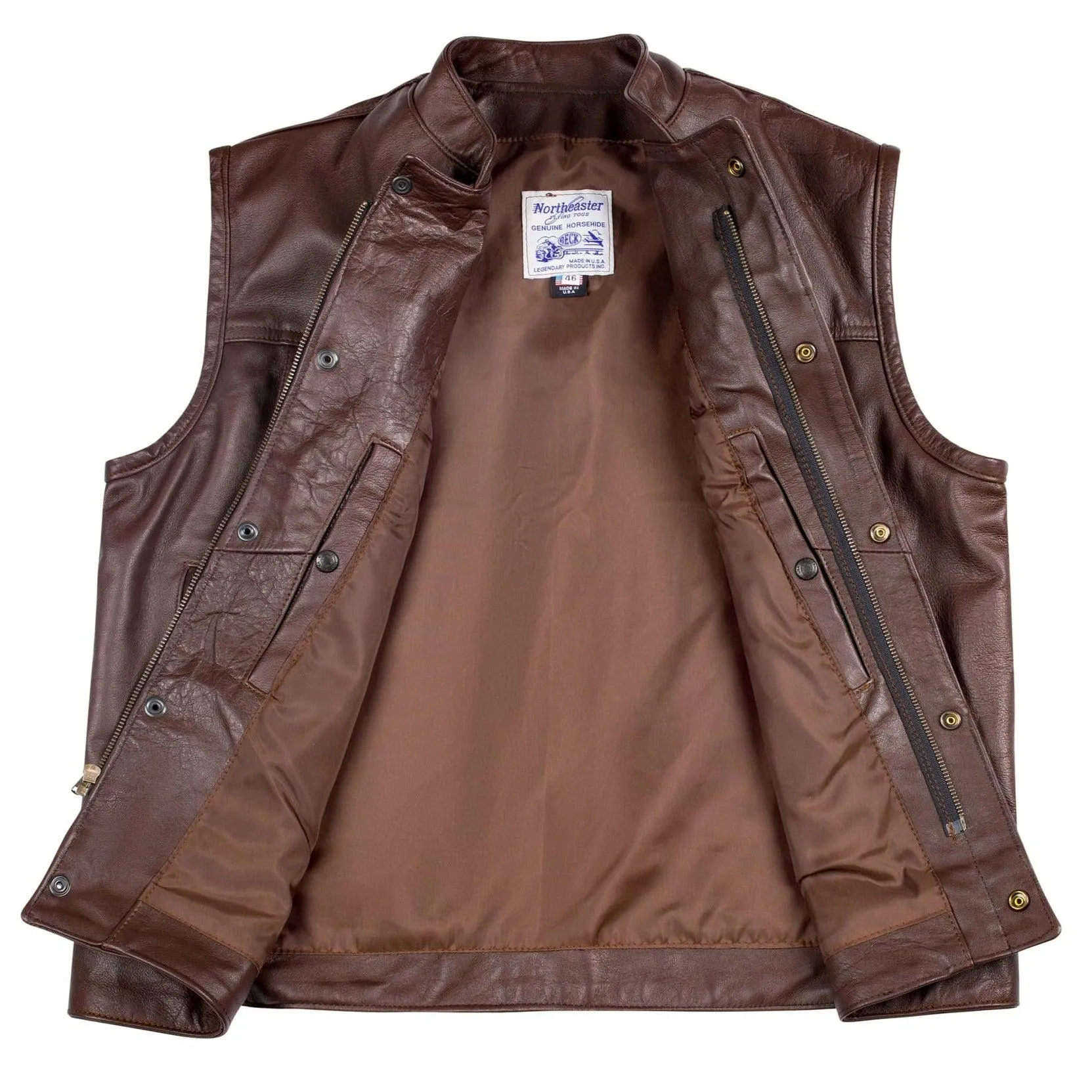 Beck® Mens 566 Brown Horsehide Leather Motorcycle Vest