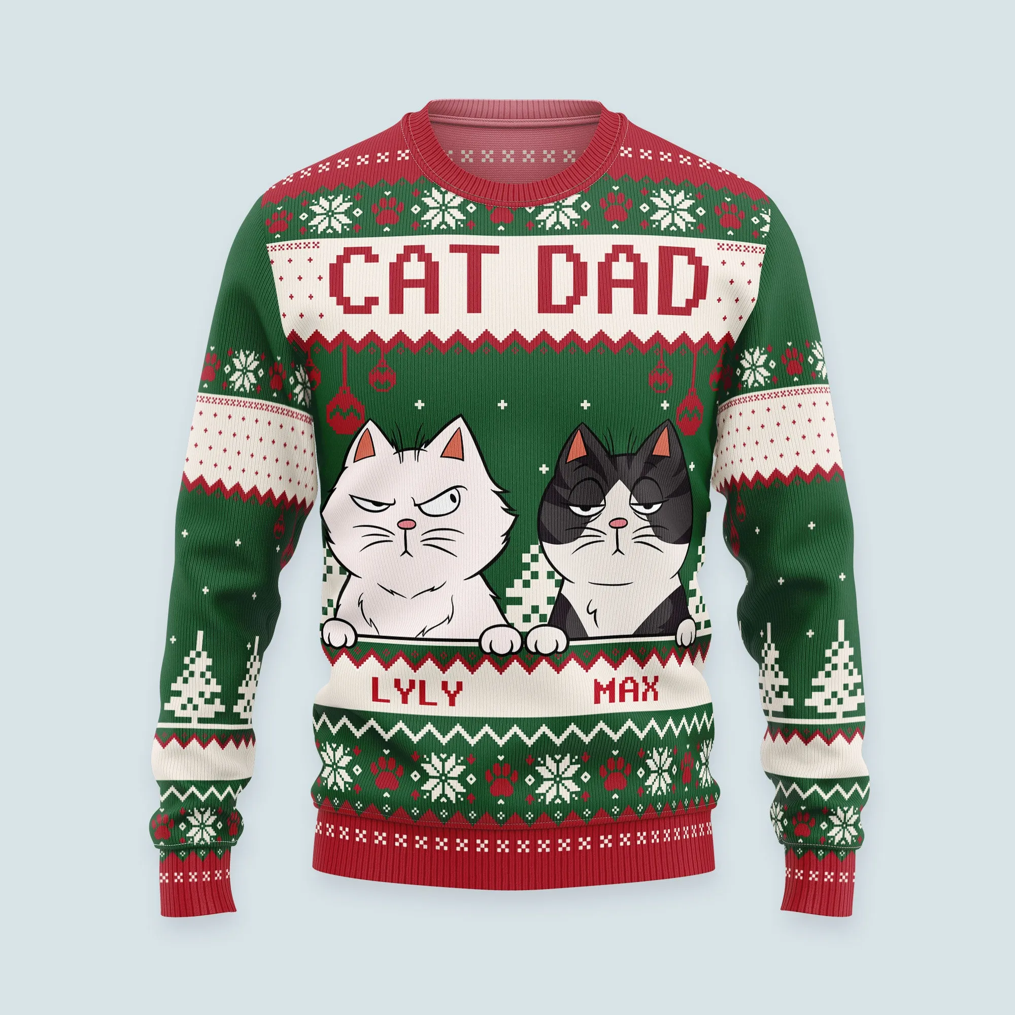 Best Cat Dad Ever - Personalized Ugly Sweater