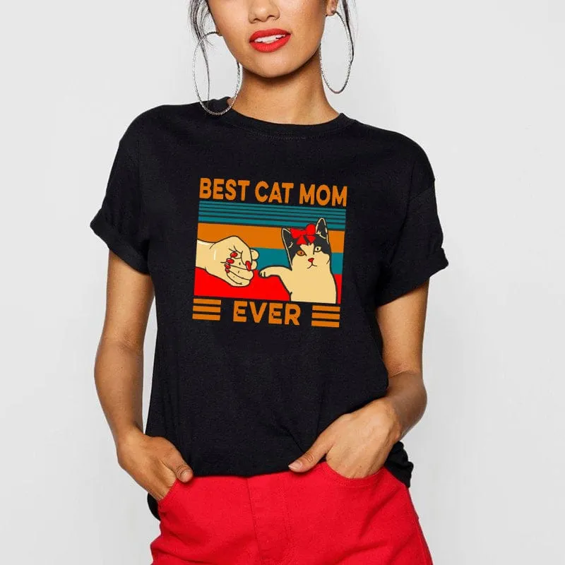 Best Cat Mom Ever Black T-Shirt