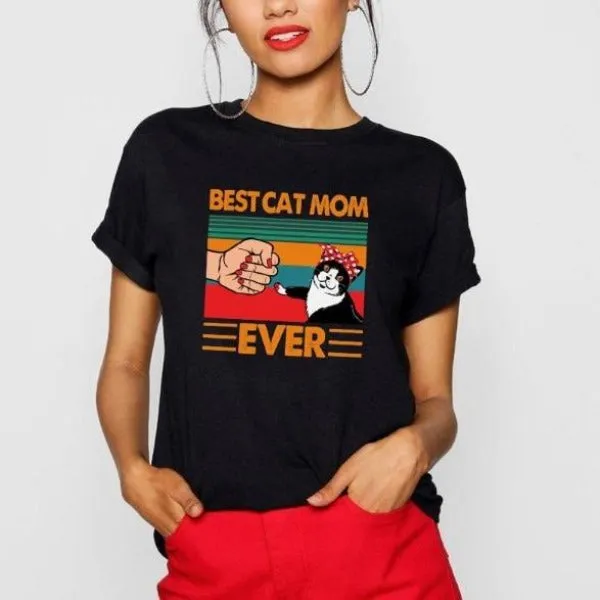 Best Cat Mom Ever Black T-Shirt