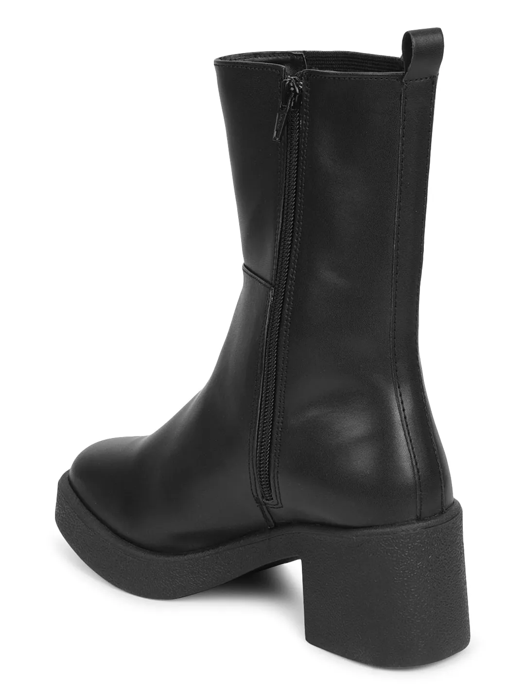 Black PU Block Ankle Boots (TC-ST-1260-BLK)