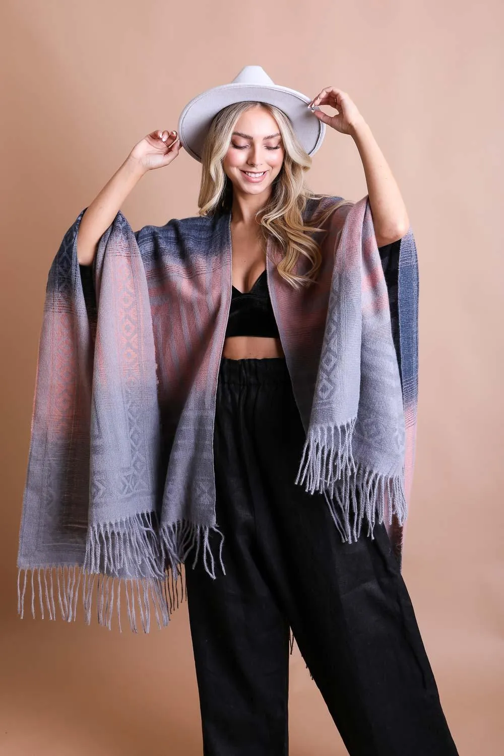 Bohemian Style Color Blend Tassel Serape