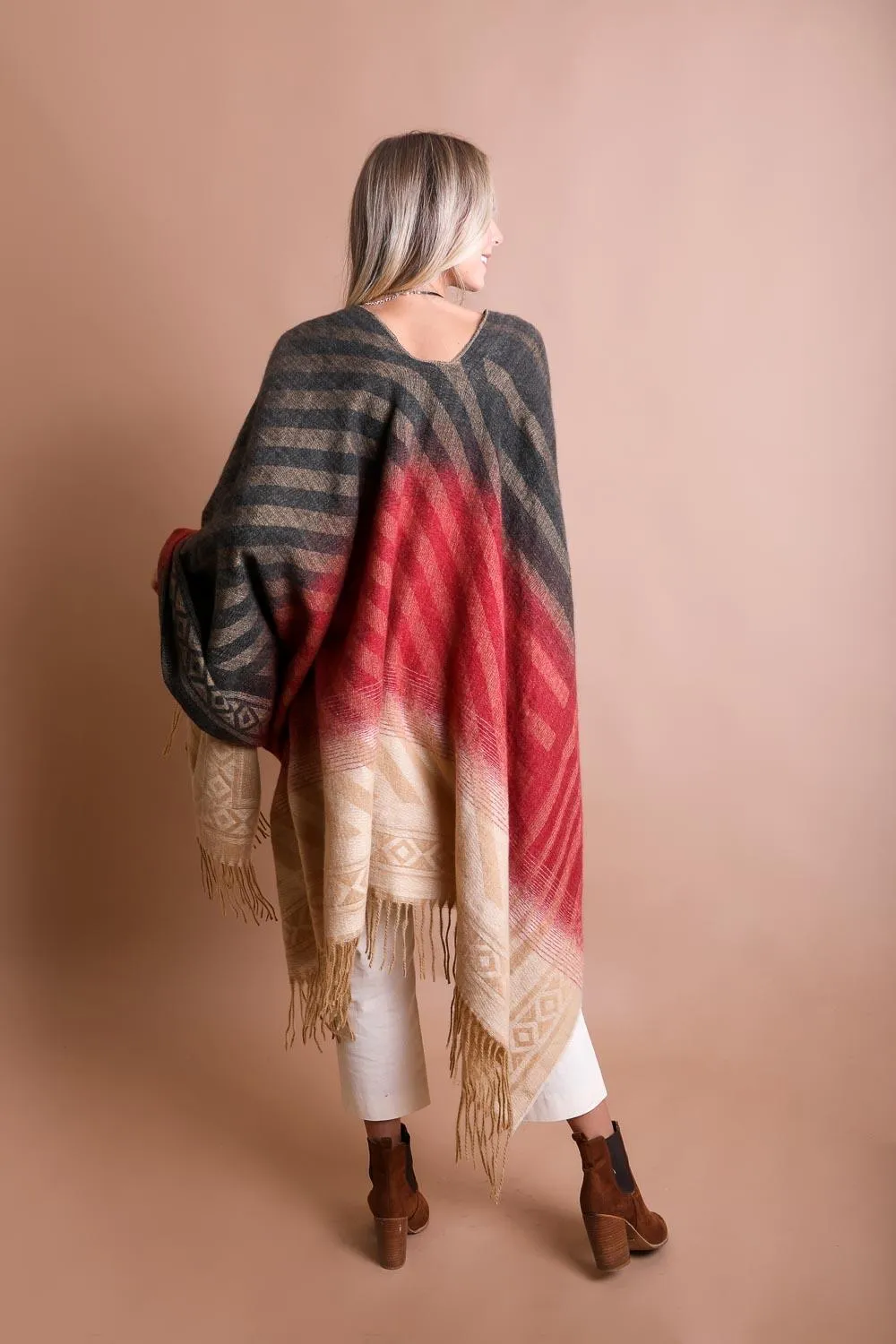 Bohemian Style Color Blend Tassel Serape