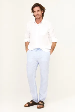 Casual Linen Pant - Blue Stripe