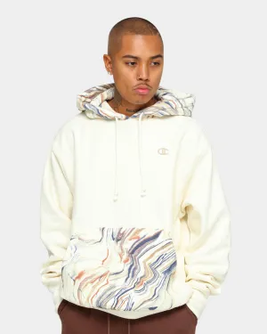 Champion Rev Weave Marble Hoodie Chalk White