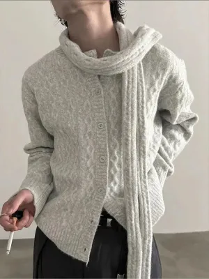 Chicmy- Scarf Cozy Knitwear Cardigan