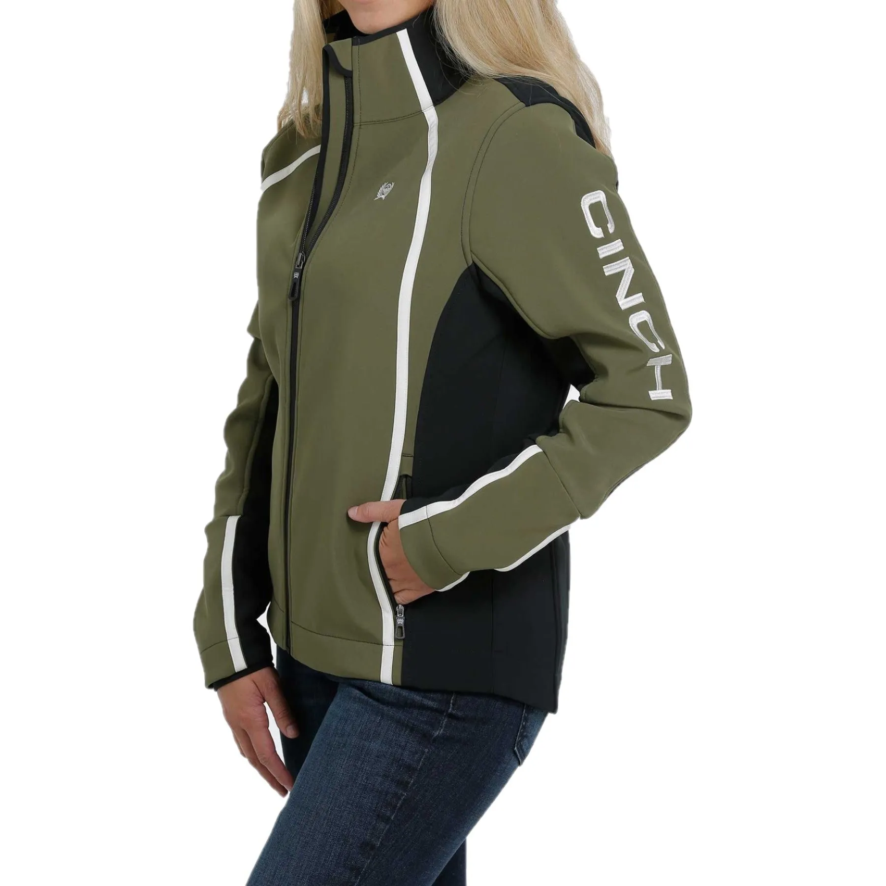 Cinch Ladies Color Blocked Bonded Olive Green Jacket MAJ9875001