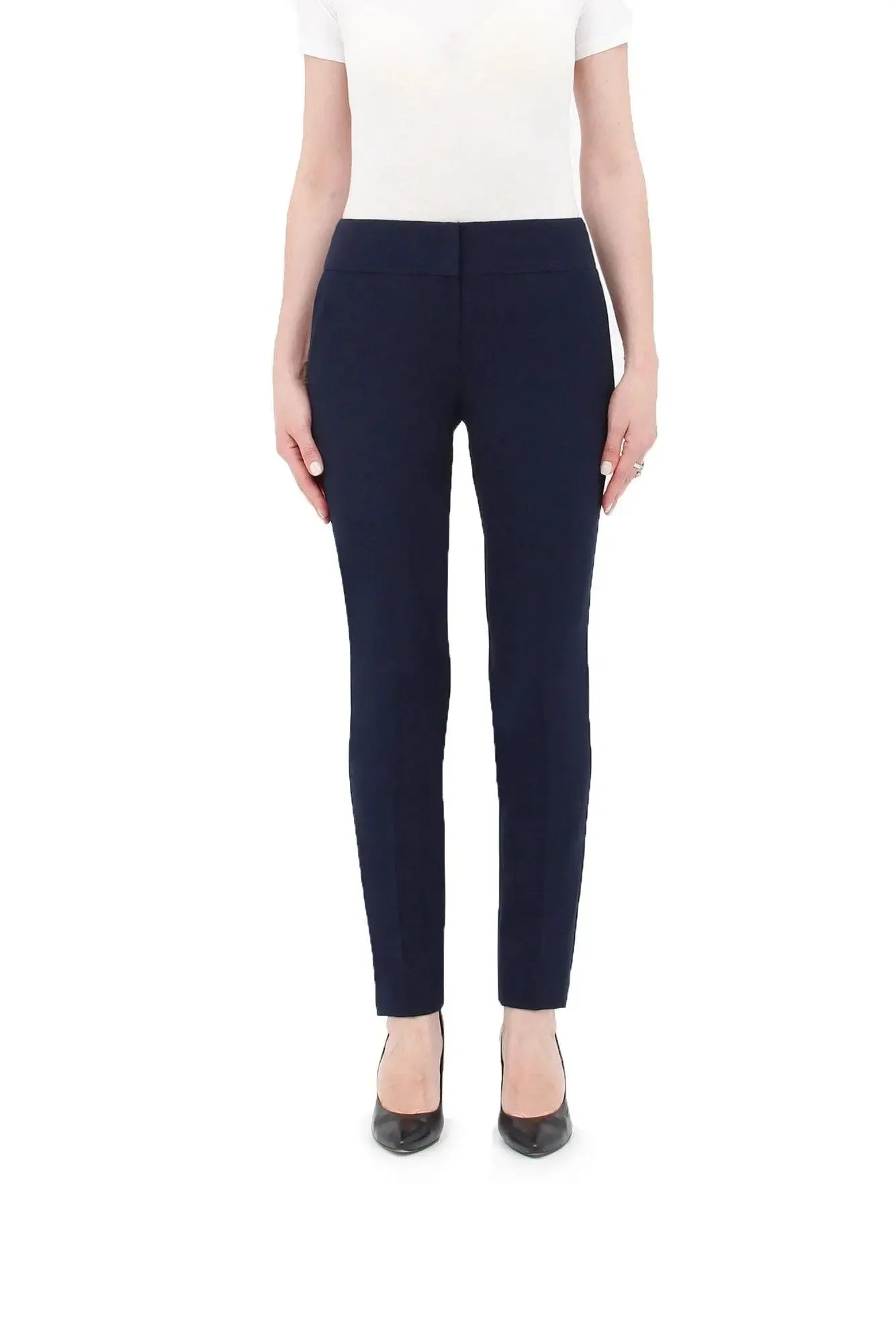 Dress Pants Comfort High Waist Straight Leg Pants (Navy)