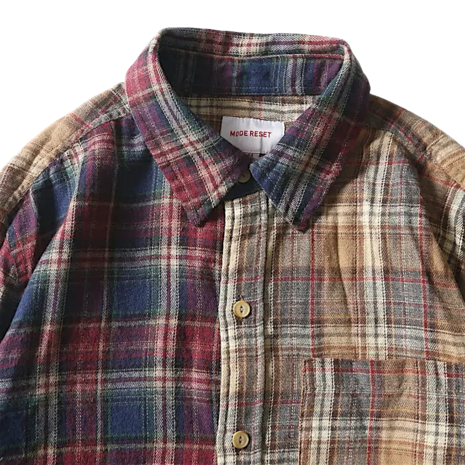 Easy fit washed twill multi plaid shirt