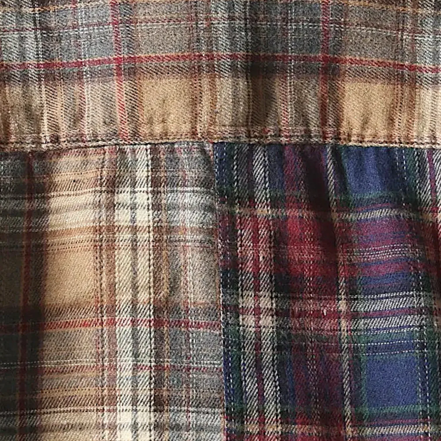 Easy fit washed twill multi plaid shirt