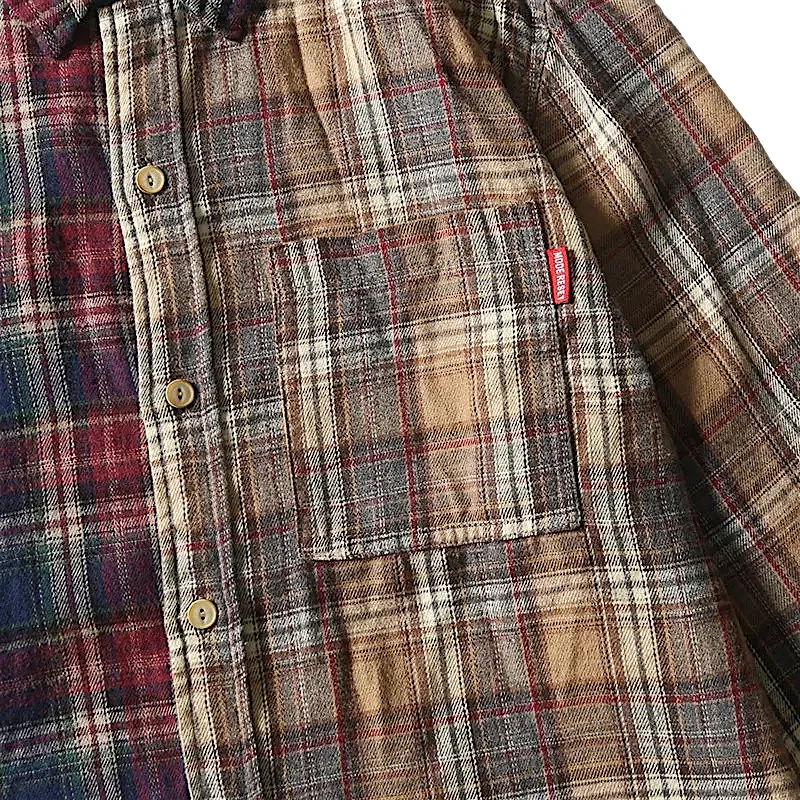 Easy fit washed twill multi plaid shirt