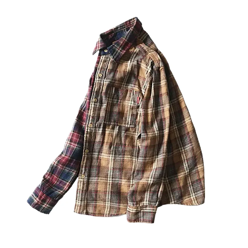 Easy fit washed twill multi plaid shirt