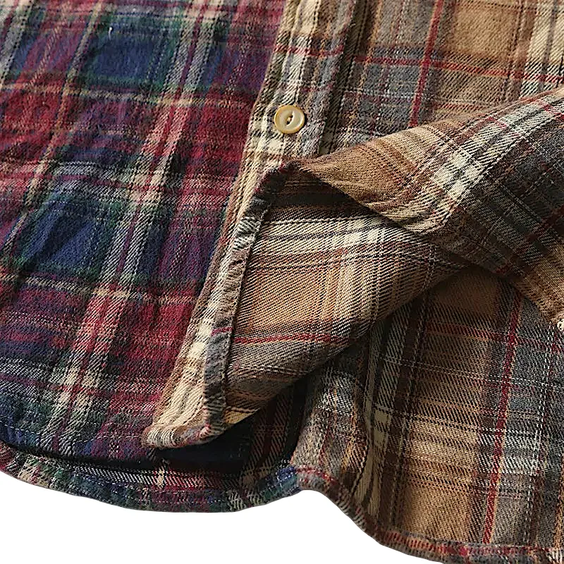 Easy fit washed twill multi plaid shirt