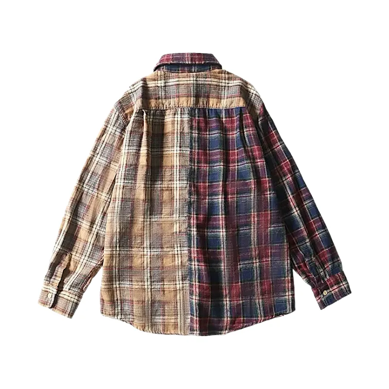 Easy fit washed twill multi plaid shirt