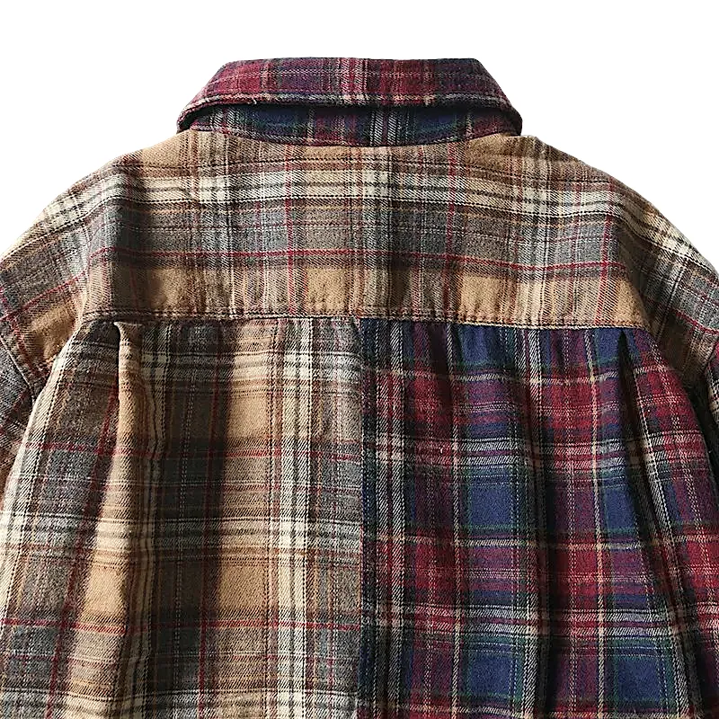 Easy fit washed twill multi plaid shirt