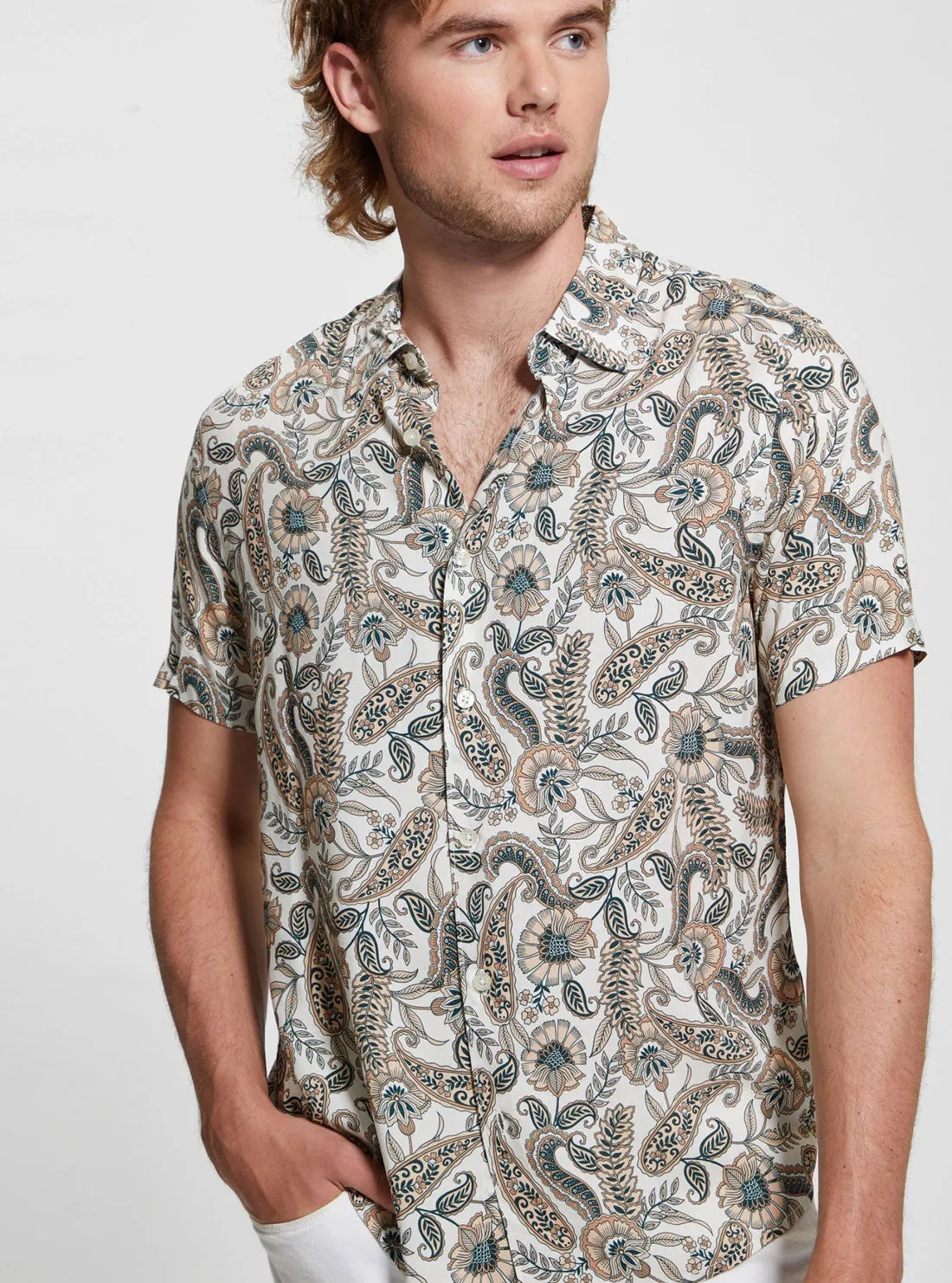 Eco Floral Print Paisley Short Sleeve Shirt