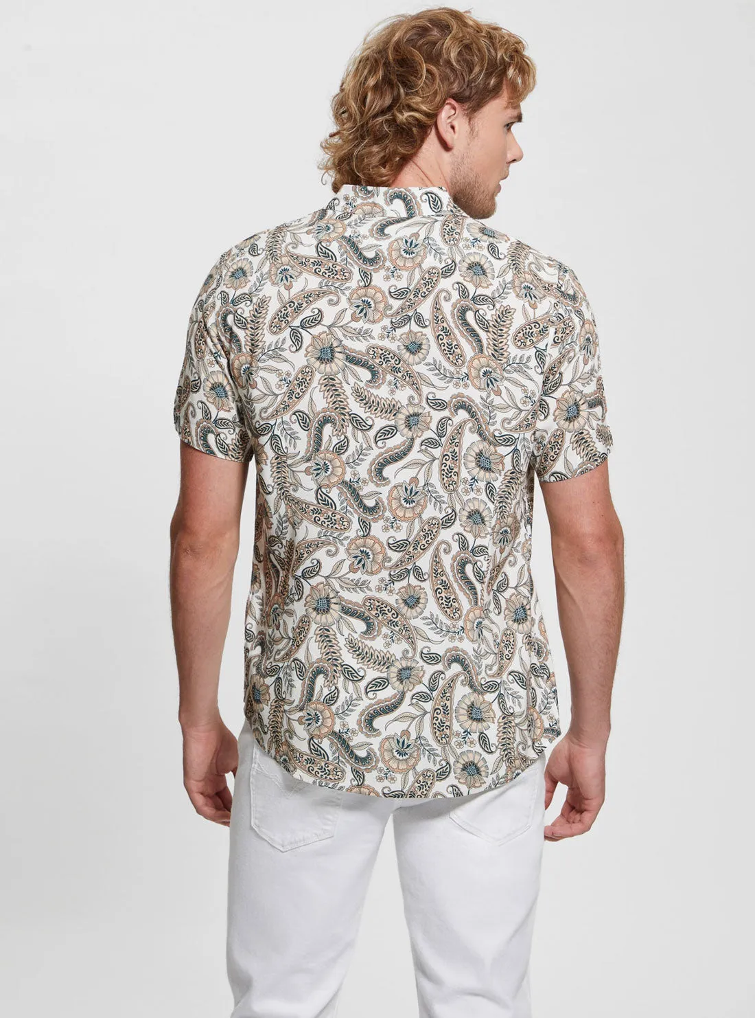 Eco Floral Print Paisley Short Sleeve Shirt