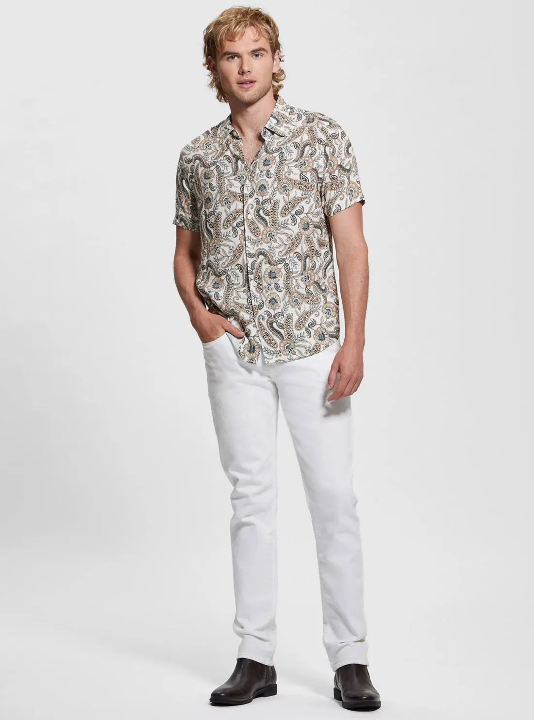 Eco Floral Print Paisley Short Sleeve Shirt