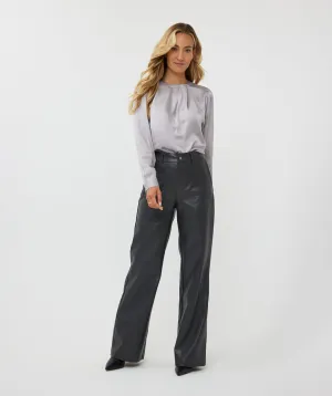 Esqualo 'Vegan Leather Wide Leg Pant'