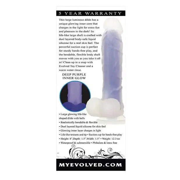 Evolved Luminous 8" Glowing Dildo with Suction Cup Base