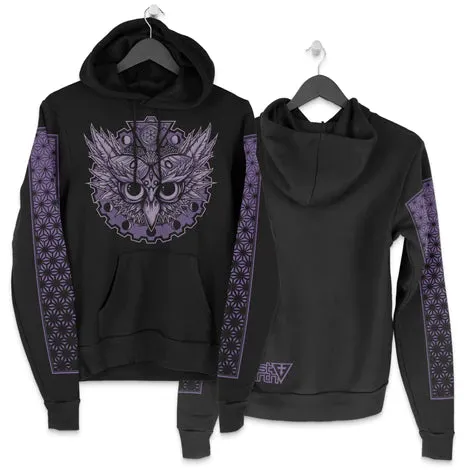 First Earth - Luna Owl Pullover Hoodie - Black/Purple