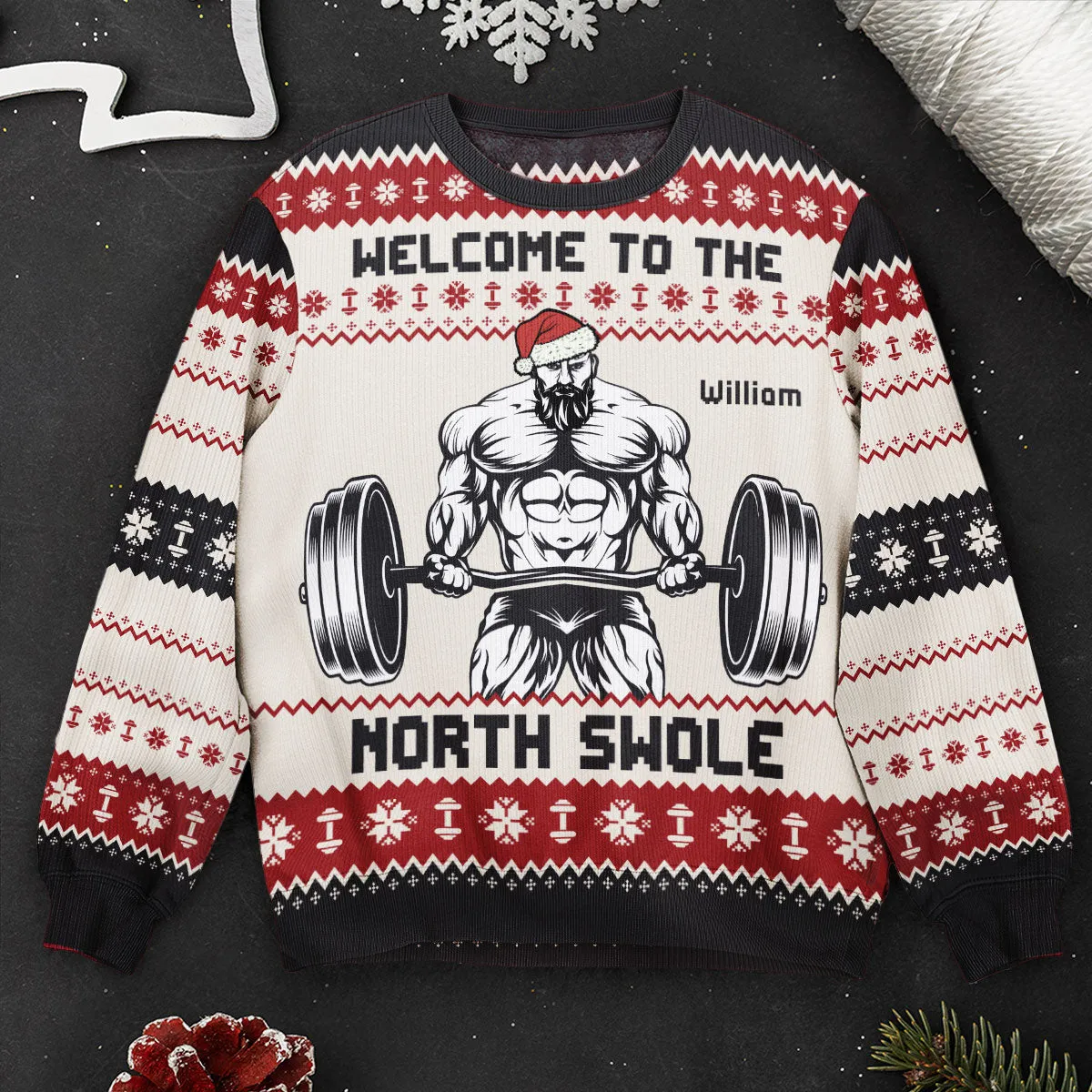 Fitness Gymer Welcome To The North Swole - Personalized Ugly Sweater