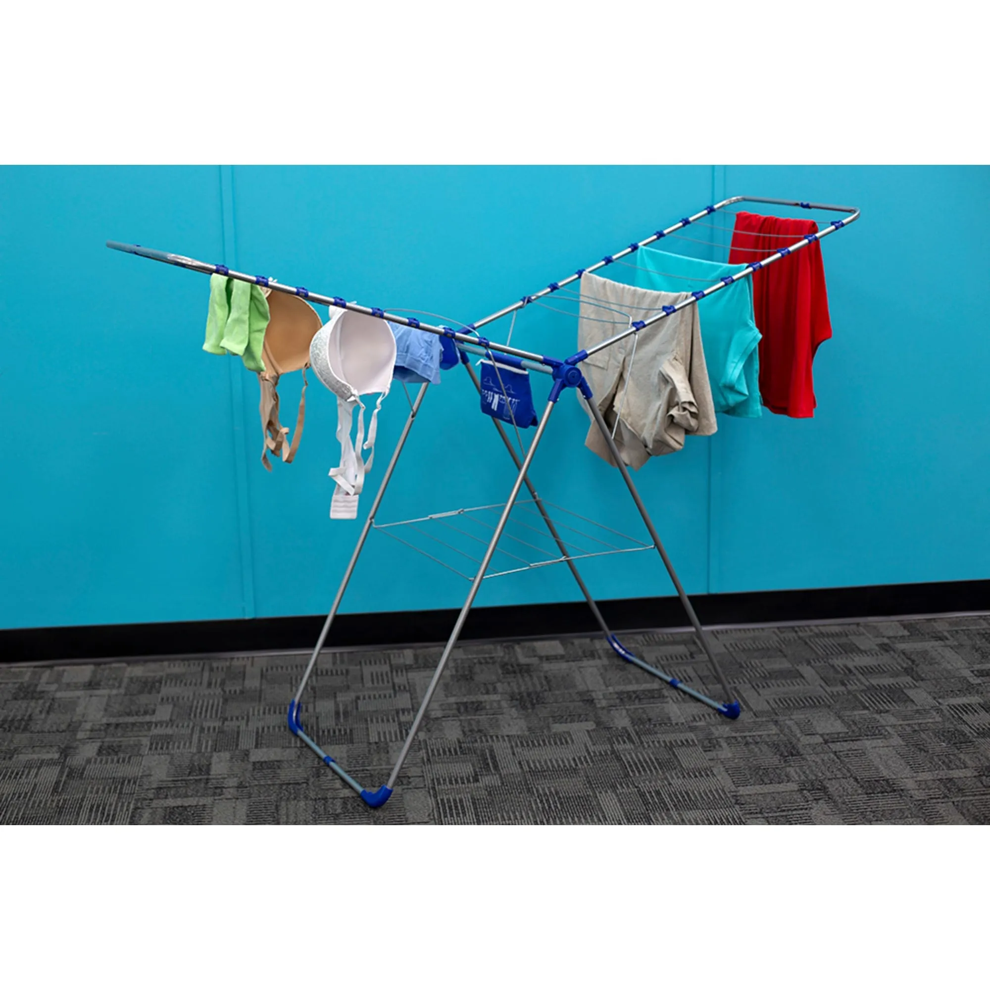 Folding Clothes Drying Rack with Zippered Laundry Bag