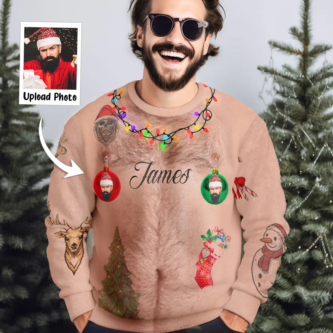 Funny Christmas Sweater - Personalized Photo Ugly Sweater