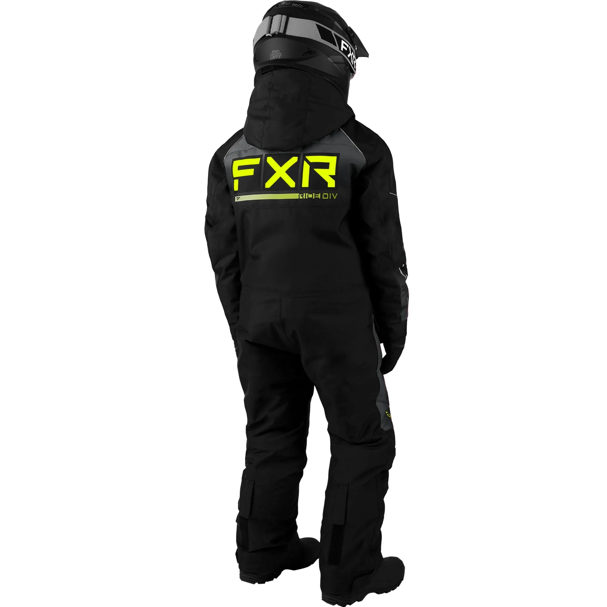 FXR Youth Recruit Snowmobile Monosuit Black/Charcoal/HiVis