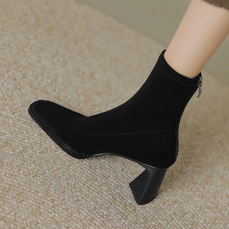 FY Zoe Stylish Heeled Ankle Boots