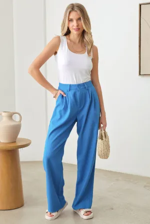 High Waisted Wide Leg Pleated Pants