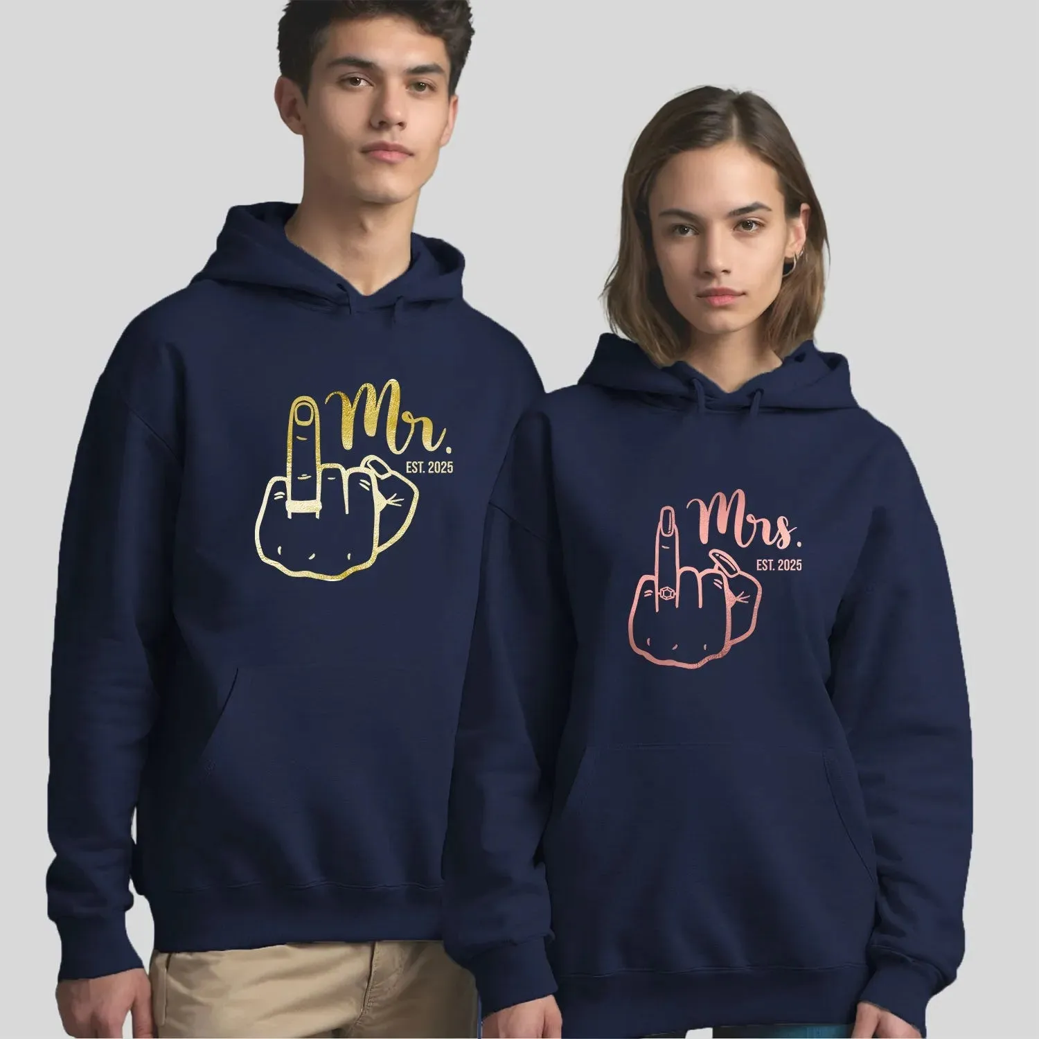 Honeymoon Lovebirds Hoodie Set - 'Mr & Mrs' Matching Shirts - Anniversary Gift