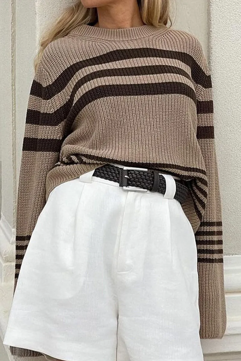 HWS1173 Cozy Stripe Knit Sweater