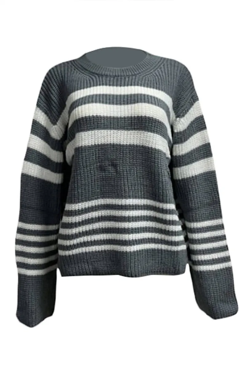 HWS1173 Cozy Stripe Knit Sweater