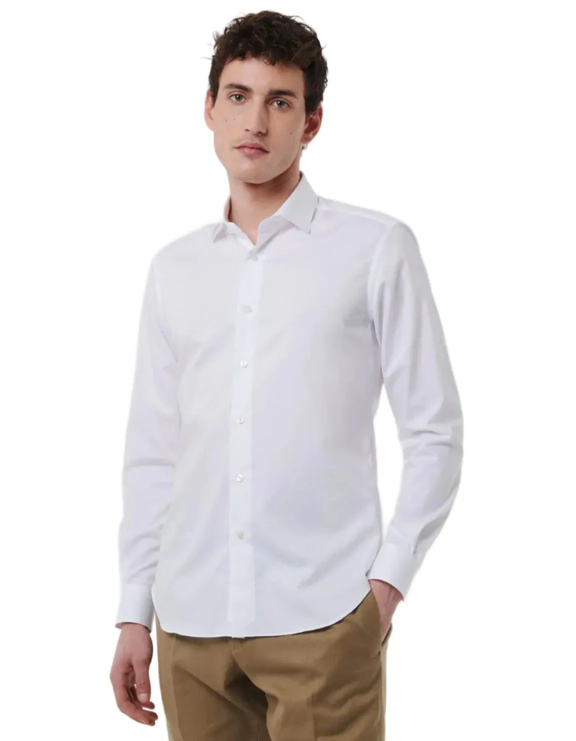 ID24542 Xacus Easy Fit White Travel Shirt