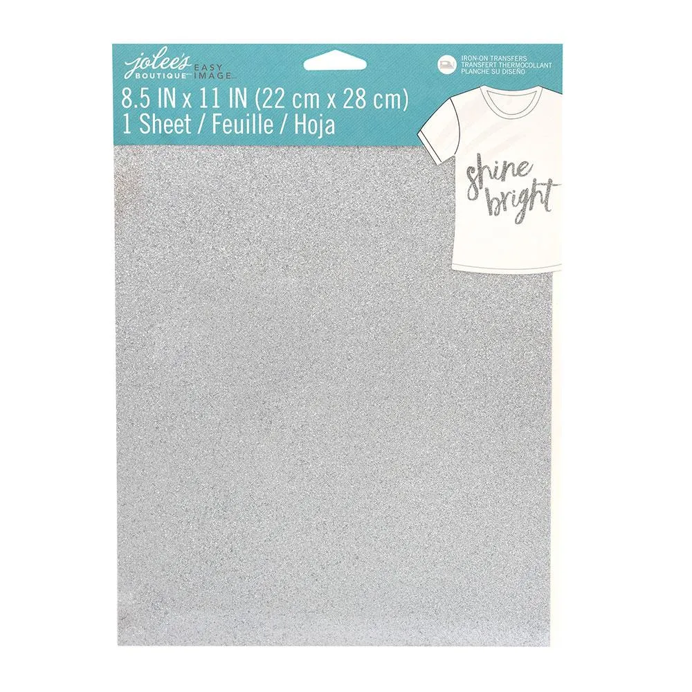 Jolee's Easy Image Iron-On Transfer Single Sheet 8.5"X11" - Silver Glitter*