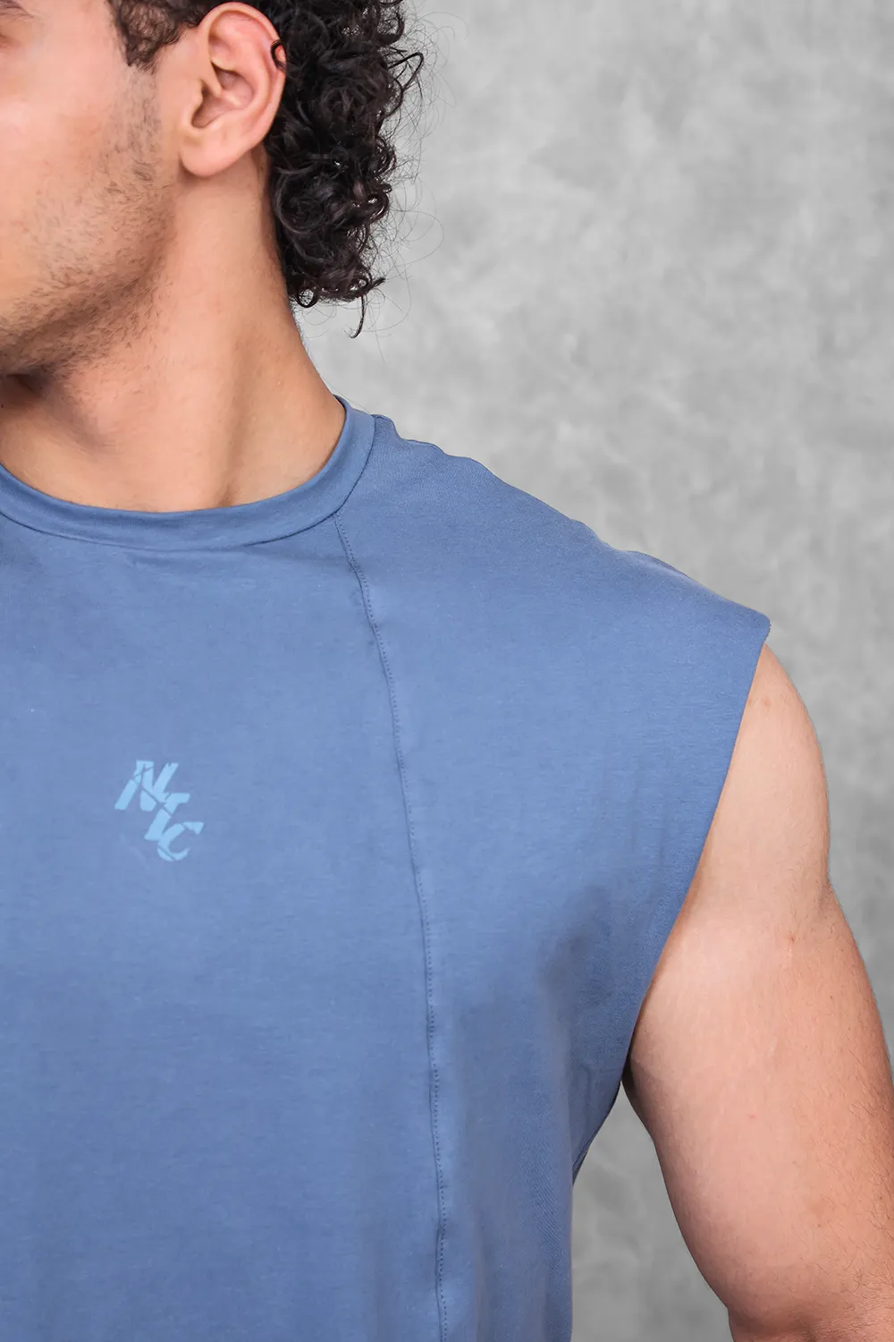 Legacy Cut Off Tank - Titanium Blue & Dark Olive