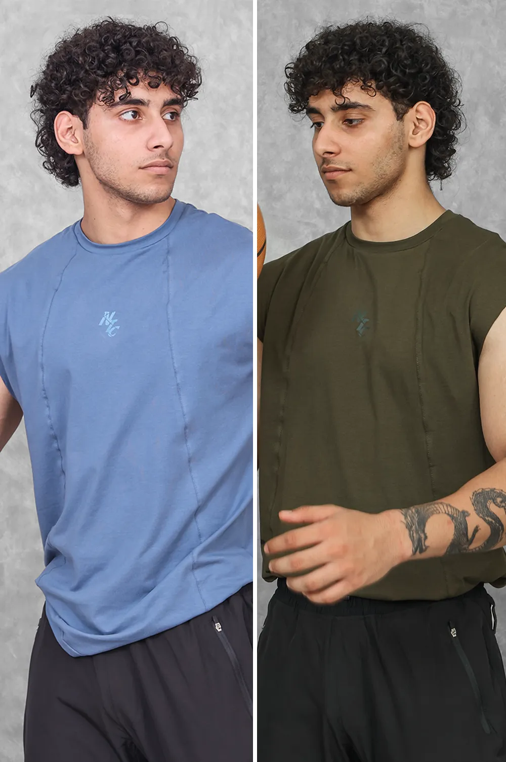 Legacy Cut Off Tank - Titanium Blue & Dark Olive