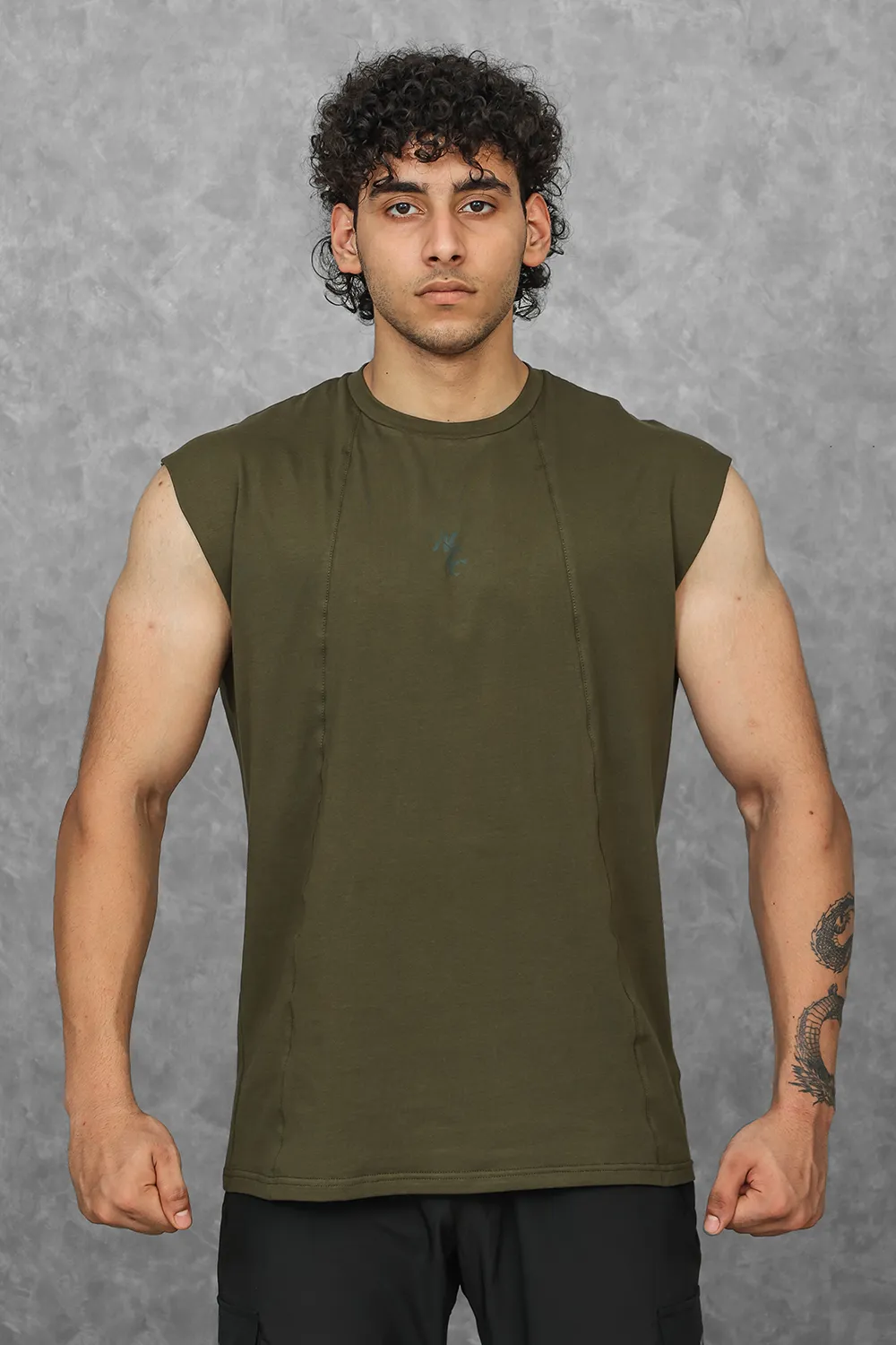 Legacy Cut Off Tank - Titanium Blue & Dark Olive