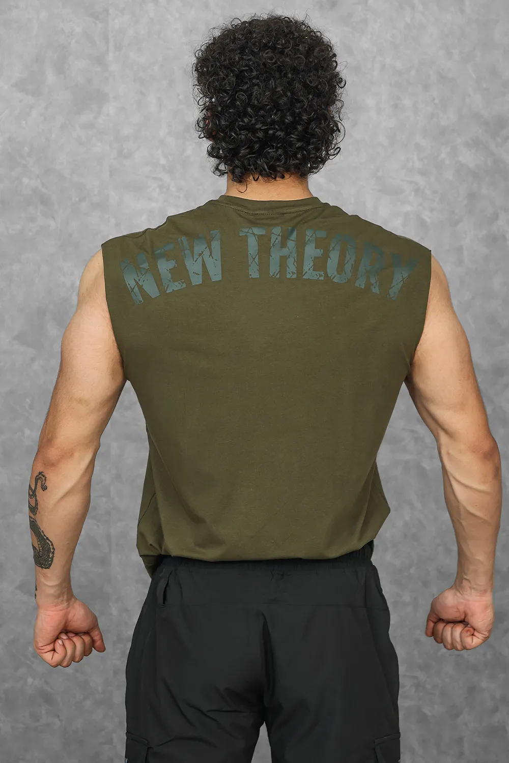 Legacy Cut Off Tank - Titanium Blue & Dark Olive